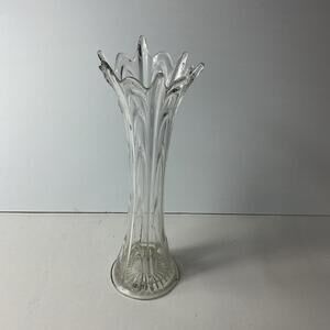 Vintage Northwood Clear Glass Swung Vase 12"